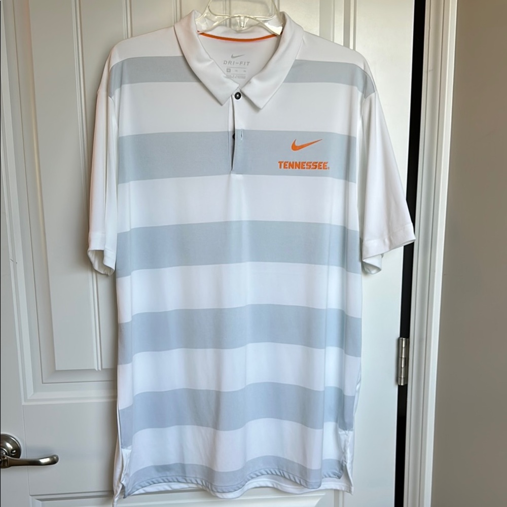 Nike White and Gray Striped Polo Shirt Tennessee Volunteers